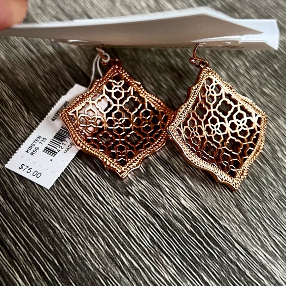 Kendra Scott Kirsten Rose Gold Filigree Dangle Earrings NWT - Picture 3 of 10